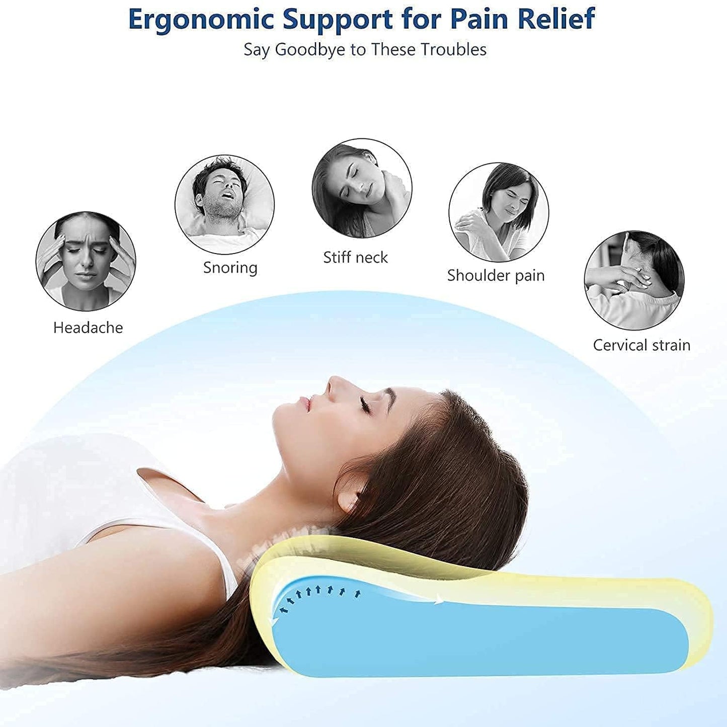 Cervical Contour Memory Foam Pillow for Sleeping,Orthopedic Pillow