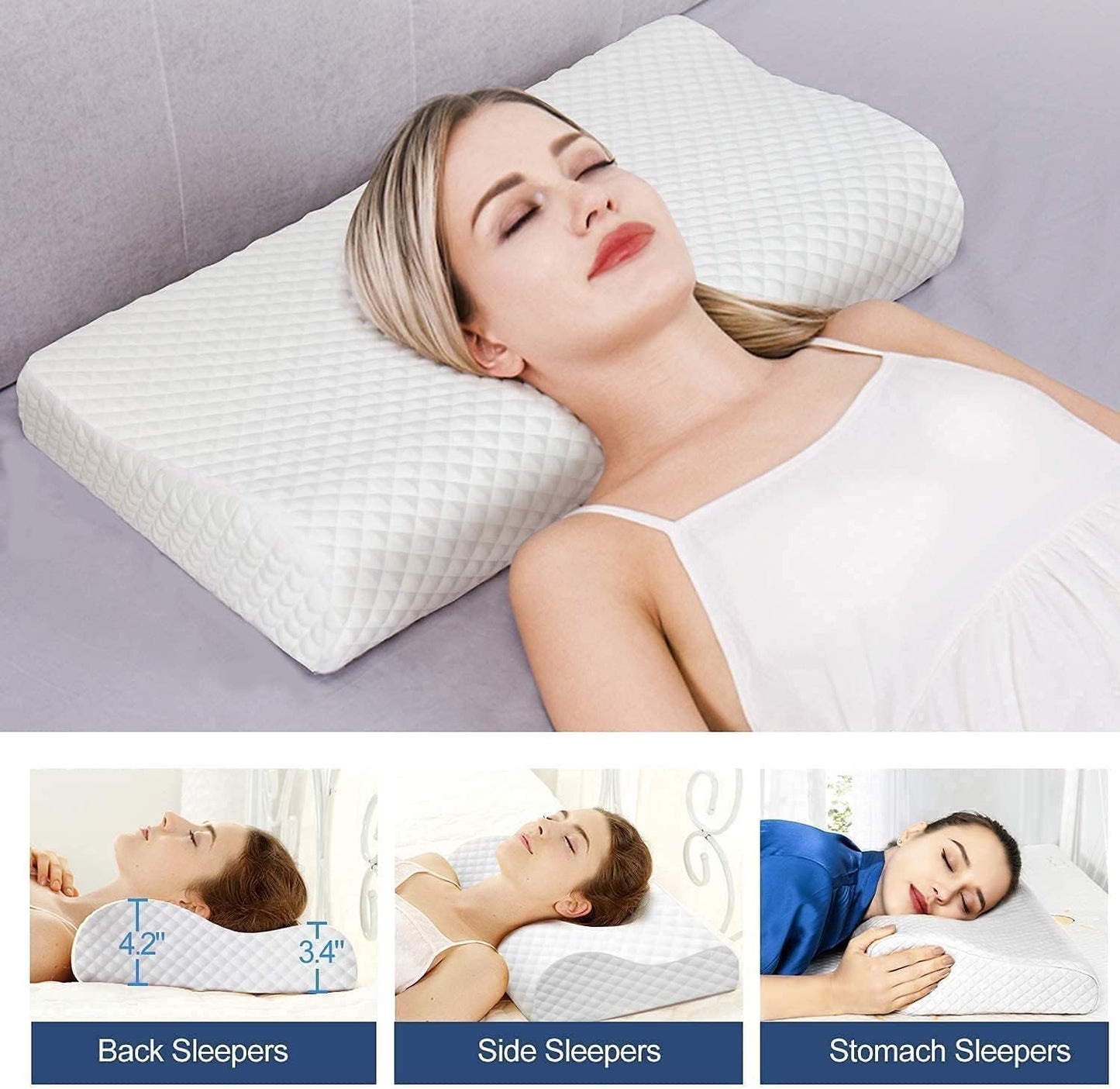 Cervical Contour Memory Foam Pillow for Sleeping,Orthopedic Pillow