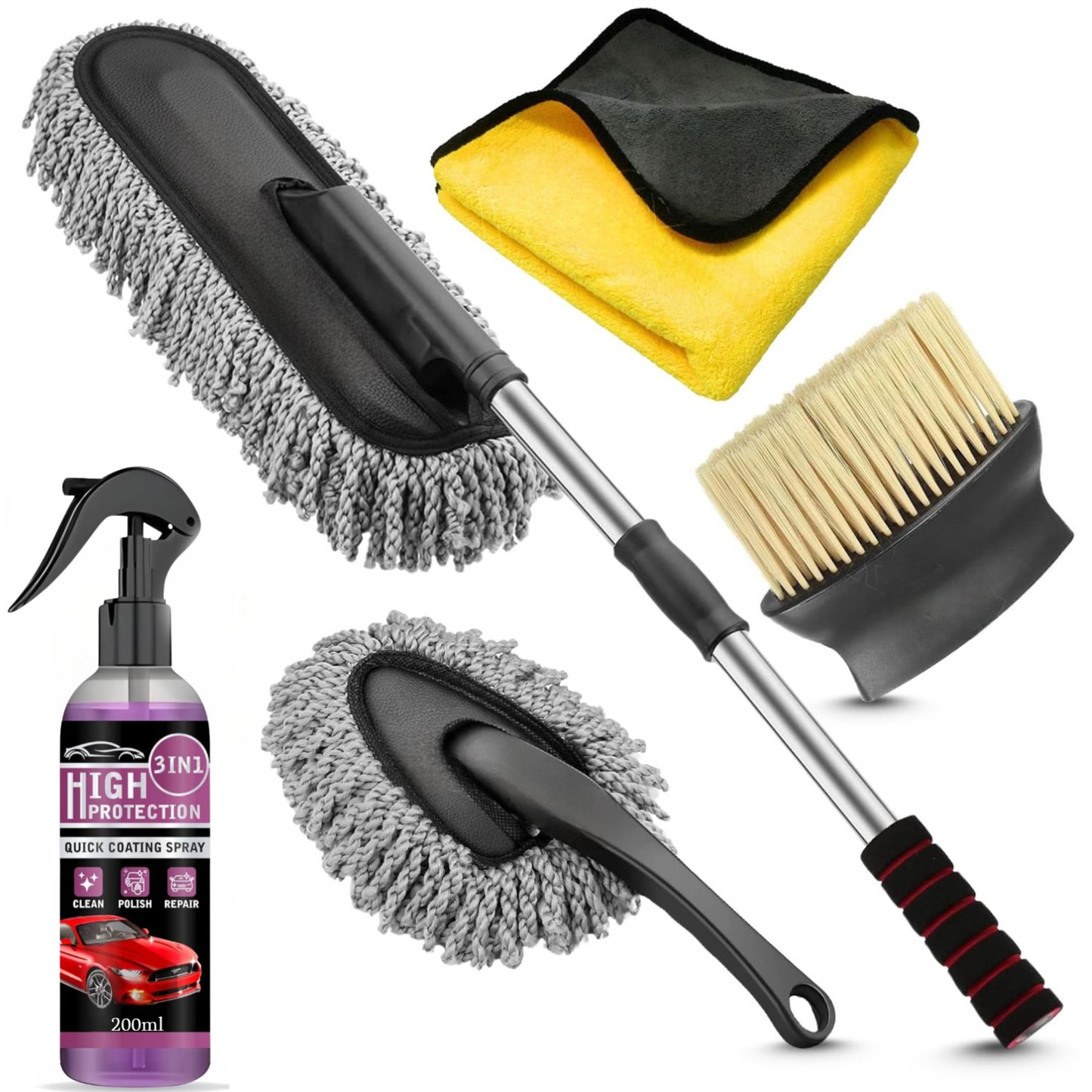 5 PCS Microfiber Car Duster Kit|Interior & Exterior Car Cleaning Detailing Tool